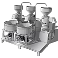 Industrial Processing Equipment With Multiple Hoppers Mixing Tanks And Steel Support Frame
