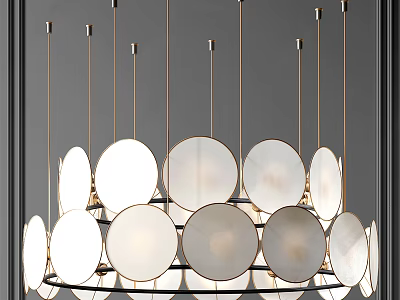 Elegant Modern Hanging Pendant Light With Round Glass Shades And Brass Frame Design 3d model