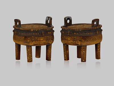 Simu Wuding Wanshou Ding Bronze Ding Bronze Furnace Tripod Sacrifice Bronze Ding Bronze Ware Four-legged Ding Container Antique Cultural Relics 3d model