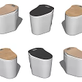 Modern Toilets With White Body And Brown Black Colored Lids