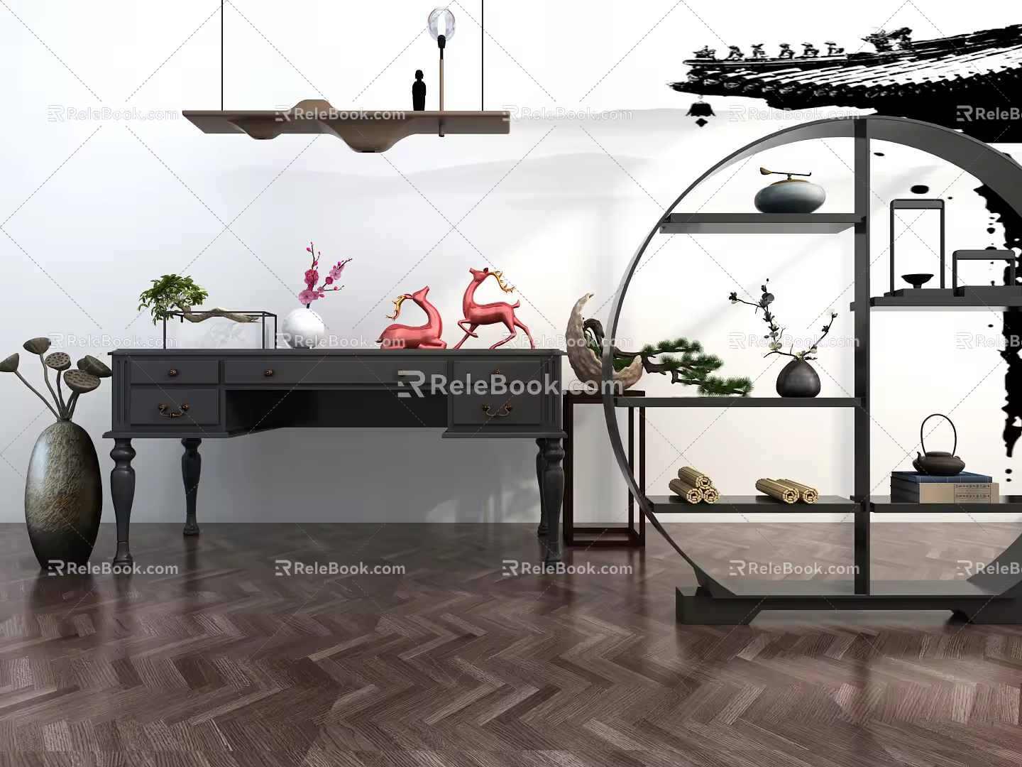 New Chinese-style Antique Rack Side 3d model