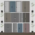 Various Modern Security Doors With Different Color Options And Stylish Panel Designs 3d model