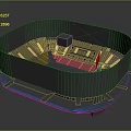 3D Architectural Model of Oval Venue With Stepped Seating and Central Platform