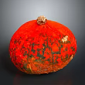 Vibrant Orange Pumpkin With Green Spots And Stem For Home Living Decor