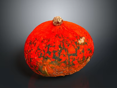 Vibrant Orange Pumpkin With Green Spots And Stem For Home Living Decor 3d model