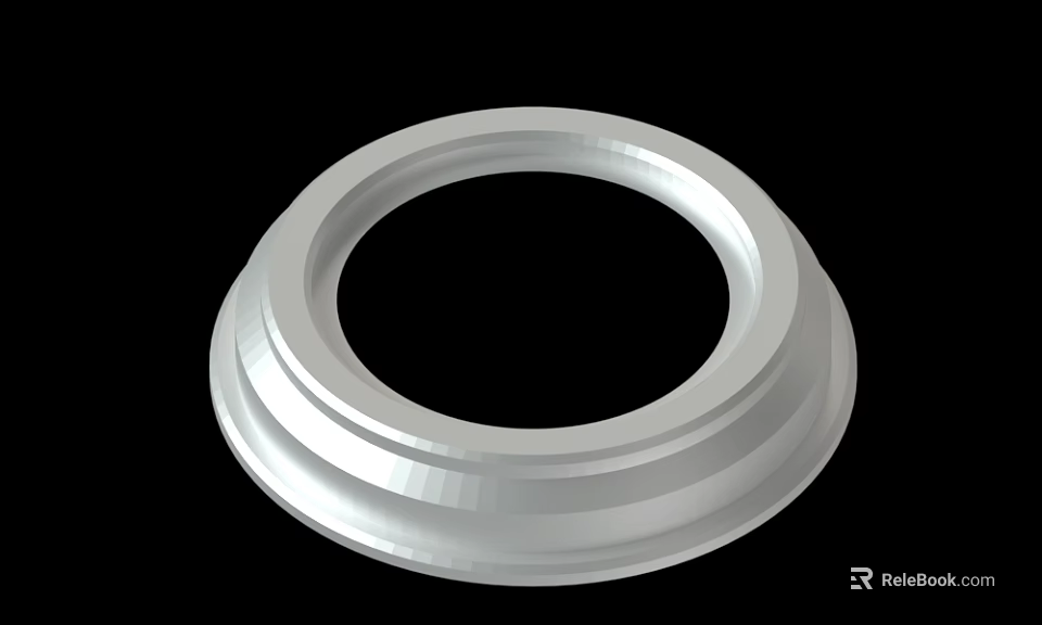 Silver Metallic Circular Industrial Component With Smooth Surface And Layered Design 3d model 
