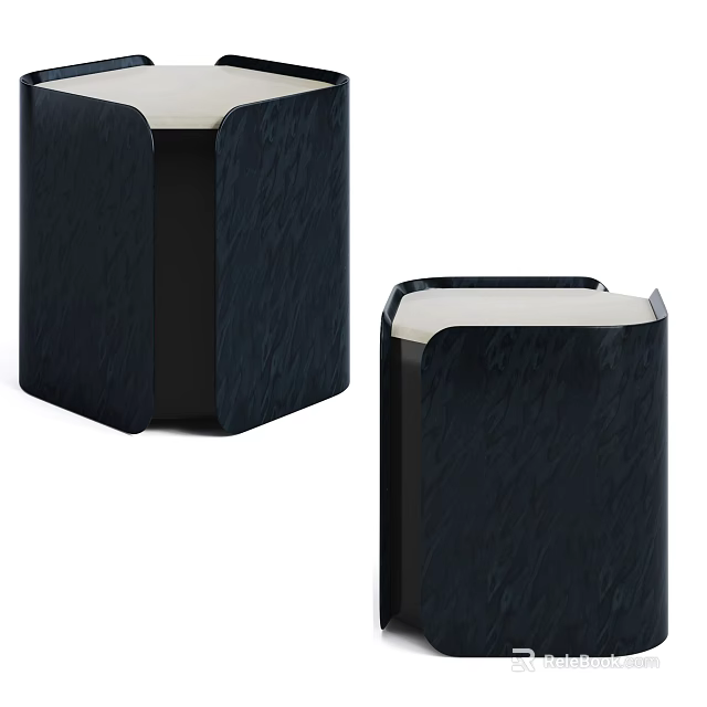 Modern Textured Dark Blue Side Table With Contrasting Light Top For Contemporary Home Living Spaces 3d model 