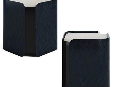 Modern Textured Dark Blue Side Table With Contrasting Light Top For Contemporary Home Living Spaces 3d model