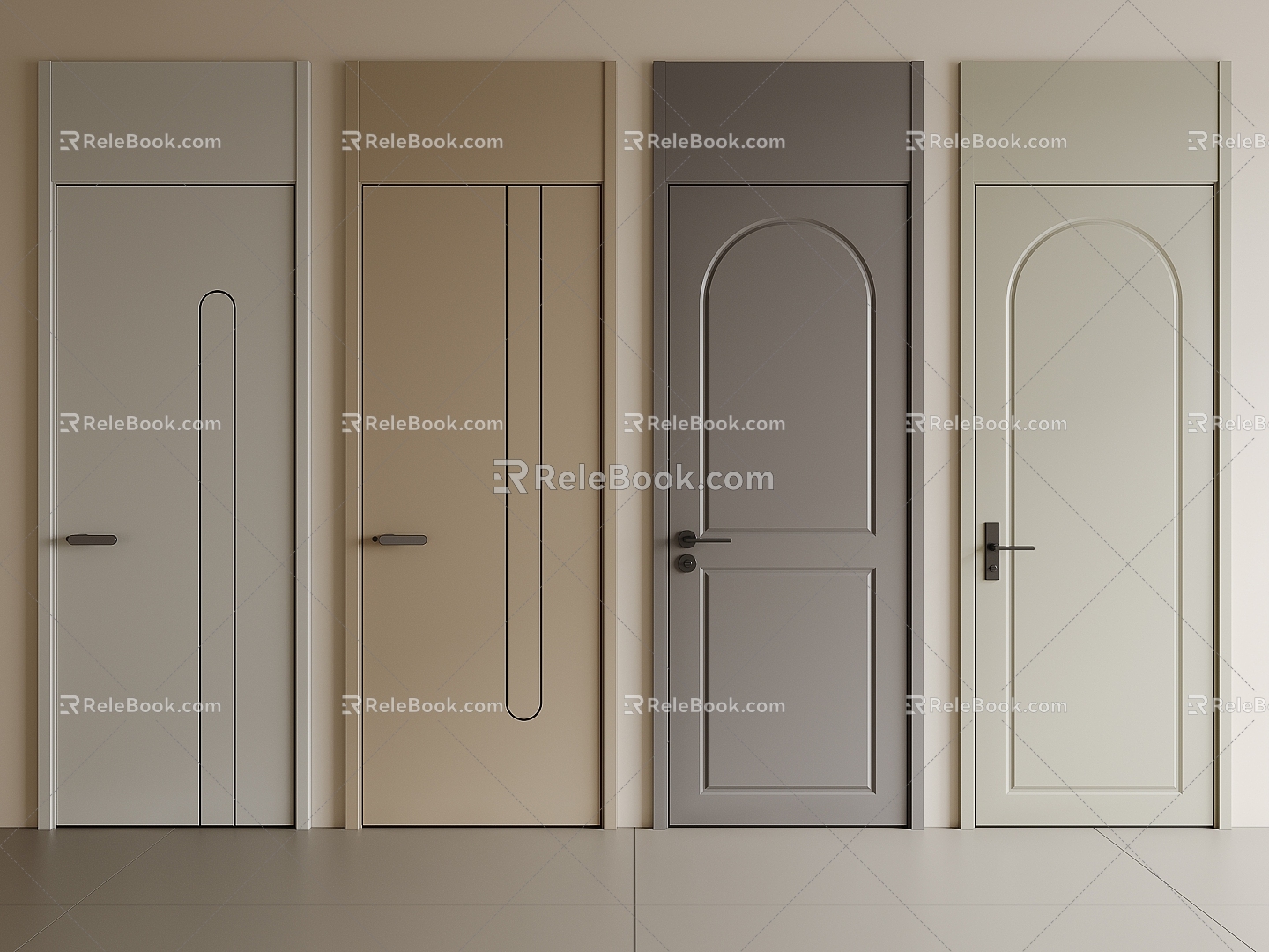 Top bedroom door swing door single door room door lock 3d model