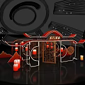 Chinese Traditional Opera Stage With Ancient Architectural Design Red Lanterns And Performer In Costume