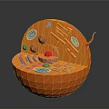 Detailed Anatomical Organ And Hair Internal Structure In Orange Sphere Cross Section