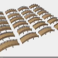 Wooden Landscape Bridges 3D Models Neatly Arranged in Orderly Rows