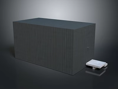 Modern Rectangular Building With Dark Gray Vertical Striped Exterior And White Platform 3d model