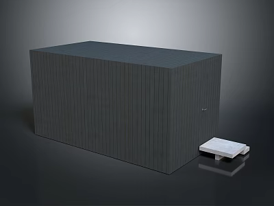 Modern Rectangular Building With Dark Gray Vertical Striped Exterior And White Platform 3d model