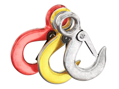 Red Yellow Silver Industrial Lifting Hooks Heavy Duty Equipment for Construction Machinery 3d model