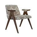Modern Accent Chair With Patterned Fabric Wooden Frame Cross Legs And Armrests