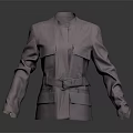 Stylish Purple Jacket With Stand Up Collar Multiple Pockets And Belted Waist