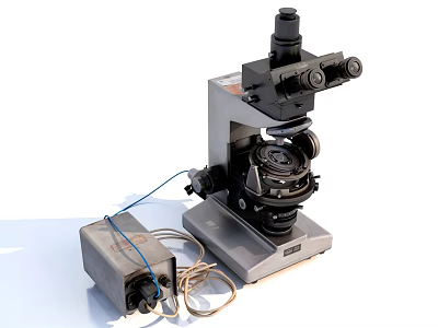 Professional Commercial Laboratory Microscope With Power Supply Unit And Connecting Cables 3d model