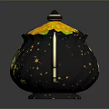 Black Decorative Teapot With Yellow Flower And Star Patterns For Home Living