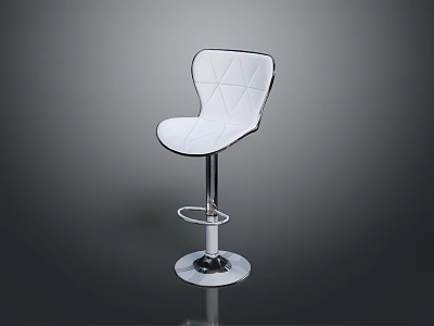 Modern White Bar Stool With Geometric Pattern Backrest Sturdy Metal Base And Adjustable Height Feature 3d model