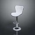 Modern White Bar Stool With Geometric Pattern Backrest Sturdy Metal Base And Adjustable Height Feature 3d model