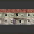 Two Story Rustic Building With Red Metal Roof Gray Walls And Windows