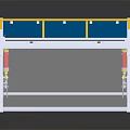 Sturdy Industrial Workbench With White Frame Blue Countertop Yellow Guardrail And Red Side Parts