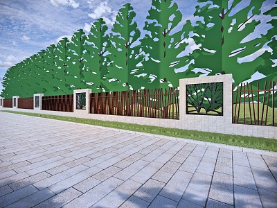 Modern fence ecological fence villa courtyard fence community creativity 3d model