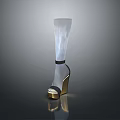 Transparent High Heel Shoes With Gold Heel And Black Strap Design