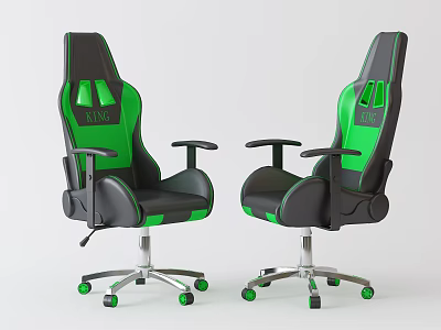 Black and Green Gaming Office Chair with Ergonomic Design Swivel Base and Armrests 3d model