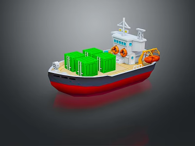 Container Ship With Green Containers Red Black Hull And White Superstructure 3d model