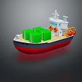 Container Ship With Green Containers Red Black Hull And White Superstructure 3d model