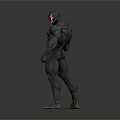 Muscular Black And Red Superhero Character 3D Model With Standing Pose And Detailed Design