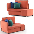 Orange And Gray Sectional Sofa With Blue Teal Pillows Modern Design 3d model