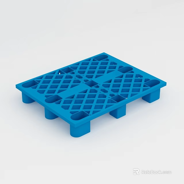 Blue Plastic Pallet With Grid Design For Supermarket Department Store Logistics 3d model 