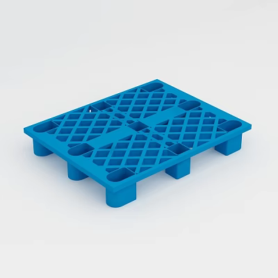 Blue Plastic Pallet With Grid Design For Supermarket Department Store Logistics 3d model
