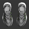 Dark Gray Sporty Sneakers With White Sole And Green Yellow Stripes For Casual Wear