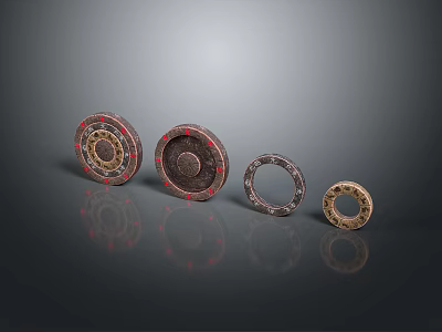 Ornamental Metallic Circular Decorative Rings With Patterned Designs Various Colors Different Sizes 3d model
