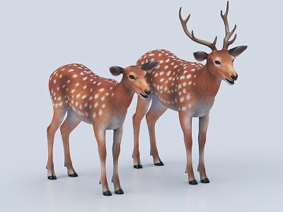 Two Spotted Reptiles Standing Together On White Background 3d model