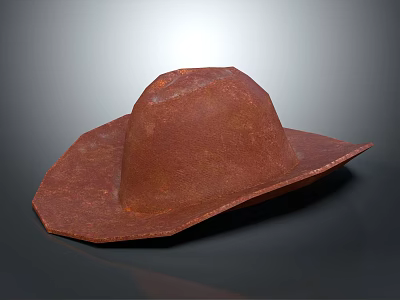 Classic Brown Cowboy Hat With Wide Brim And Vintage Leather Like Texture 3d model