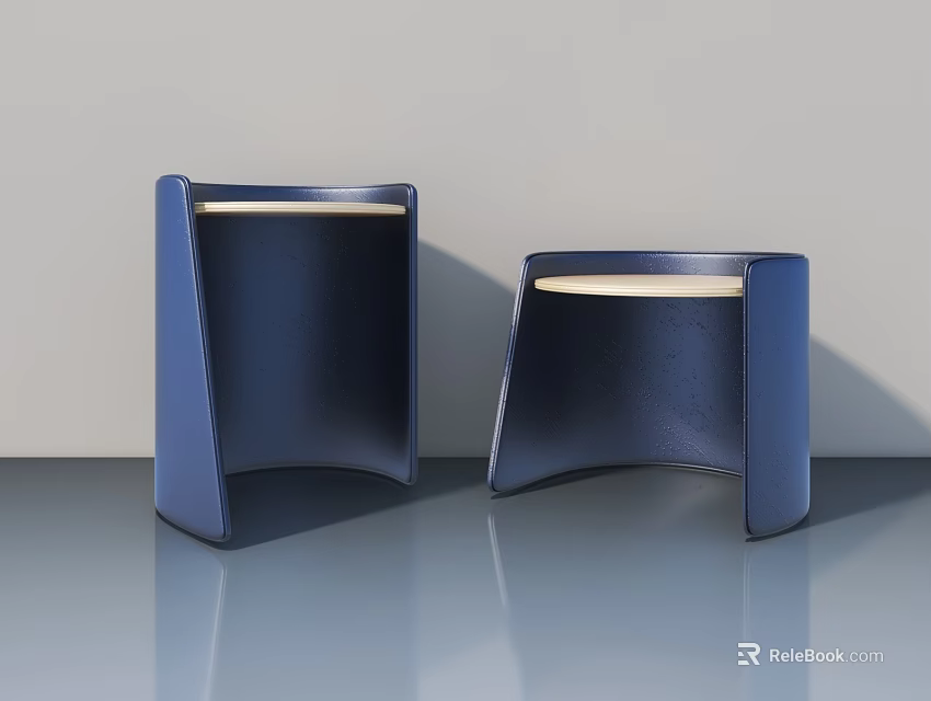 Modern Blue Hinged Door Design With Curved Structure And Smooth Surface Finish 3d model