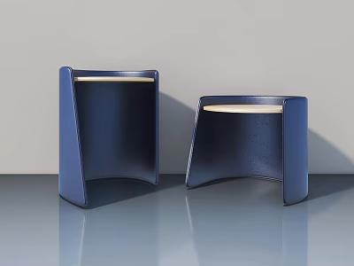 Modern Blue Hinged Door Design With Curved Structure And Smooth Surface Finish 3d model