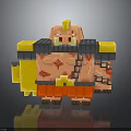 Pixel Style Furniture Piece With Yellow And Red Accents For Decorative Room Setup