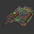 Modern Military Tank With Beige Camouflage Turret Cannon Barrel And Tracks