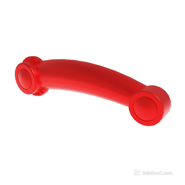 Red Vintage Telephone Handset With Curved Design Isolated On White Background 3d model 