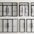Modern Double Doors Design With Glass Panels And Black Frames For Home Interior