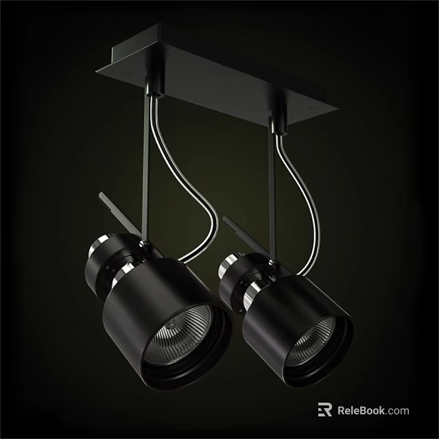 Modern Adjustable Black Spotlights With Curved Metal Arms For Ceiling Lighting 3d model 
