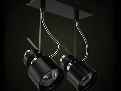 Modern Adjustable Black Spotlights With Curved Metal Arms For Ceiling Lighting 3d model