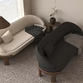 Casual sofa multi-person sofa 3d model