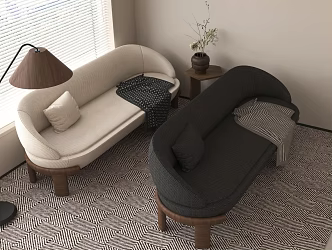 Casual sofa multi-person sofa 3d model